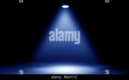 Studio bleu vedette . Scène avec de la fumée sur l'étage. Banque D'Images