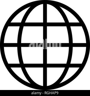 L'icône globe terrestre - noir simple, isolée - vector illustration Illustration de Vecteur