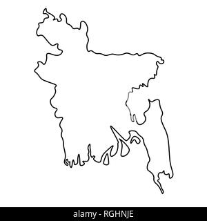 La carte du Bangladesh - contour. Silhouette de Bangladesh site illustration Banque D'Images