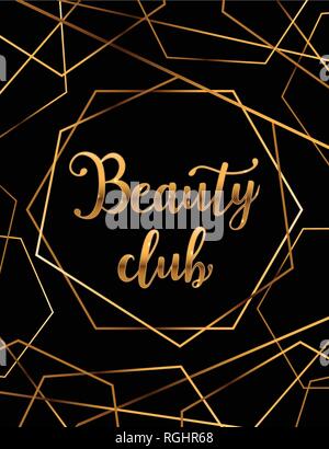Beauty club vector poster avec de l'or l'éblouissement cristal, Global Beauty club logos, bannières pour maître, pancarte de beauté Illustration de Vecteur