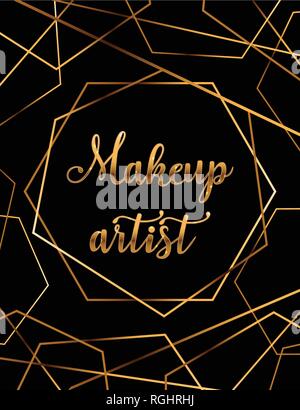 Mode fête vector poster avec éblouissement cristal or headline, logos, bannières, maquilleuse beauté pour maître, pancarte Illustration de Vecteur