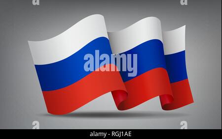 La Russie waving flag icon isolés, symbole officiel du pays, blanc, bleu et rouge, tricolore, vector illustration. Illustration de Vecteur