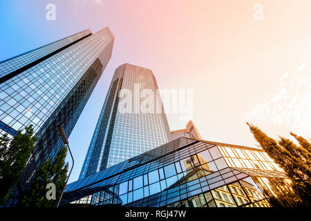 Allemagne, Hesse, Francfort, Deutsche Bank, des gratte-ciel Banque D'Images