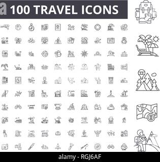 Billet d'icônes ligne modifiable, 100 vector set, collection. Billet contour noir illustrations, signes, symboles Illustration de Vecteur