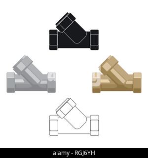 Raccord de tuyauterie en t dans l'icône design dessin animé isolé sur fond blanc. Système de filtration de l'illustration vectorielle stock symbol. Illustration de Vecteur