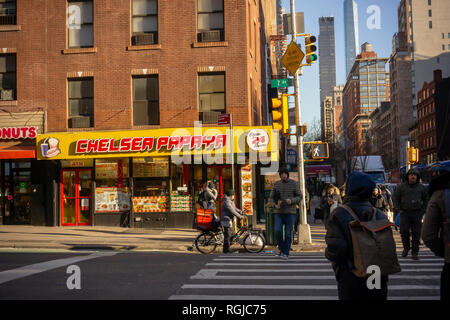 La Papaye Chelsea mise en place dans le quartier de Chelsea, New York le mardi, Janvier 22, 2019. (© Richard B. Levine) Banque D'Images