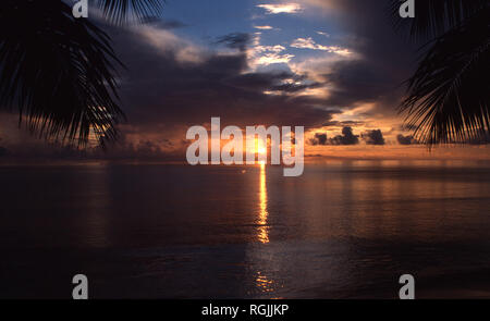 Coucher du soleil sur la plage numéro 3, les îles Andaman, Havelock, Inde Banque D'Images