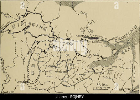 . Bulletin - New York State Museum. La science. Fig. 13 Taylor's carte des lacs et algonquiennes.. Fig. 14 Taylor's plan de Nipisslng grands lacs et de l'ennoiement de Champlain. Et, bien qu'il y a eu beaucoup d'oscillations, l'équilibre de changement a été vers une lente mais constante de l'altitude de la région des Laurentides. En conséquence les plages du vieux lacs glaciaires, qui de. Veuillez noter que ces images sont extraites de la page numérisée des images qui peuvent avoir été retouchées numériquement pour plus de lisibilité - coloration et l'aspect de ces illustrations ne peut pas parfaitement ressembler à l'œuvre originale.. Nouveau Banque D'Images