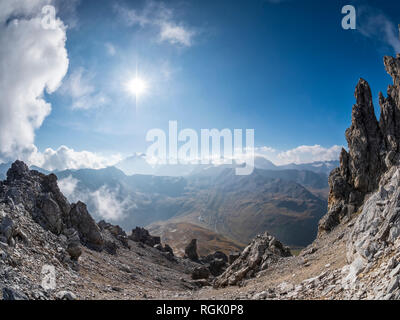 Région frontière Italie Suisse, paysage de montagne au Piz Umbrail Banque D'Images