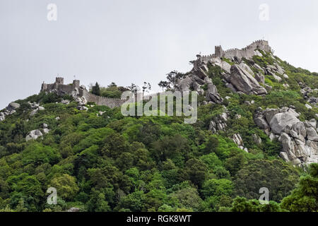 Le Château des Maures dans les montagnes de Sintra, Portugal Banque D'Images