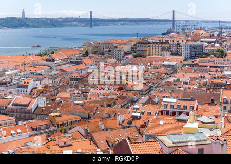 Vue panoramique de Lisbonne du château de São Jorge, Portugal Banque D'Images