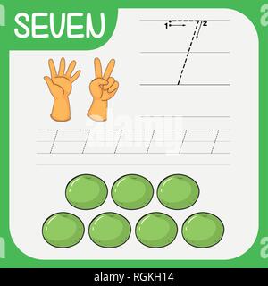 Numéro sept feuilles de traçage illustration Illustration de Vecteur