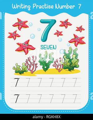 Numéro sept feuilles de traçage illustration Illustration de Vecteur