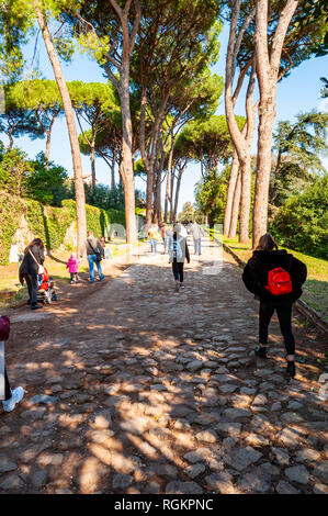 Rome, Italie - 17 novembre 2018 : de plus en plus pittoresque avec evergreen park pines, le velours du gazon, aménagement des allées en entre les arbres avec quelques personnes Banque D'Images