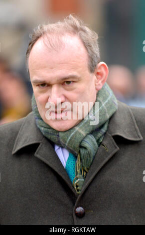 Ed Davey MP (LibDem : Kingston et Surbiton) sur College Green, Westminster, 29 janv. 2019 Banque D'Images