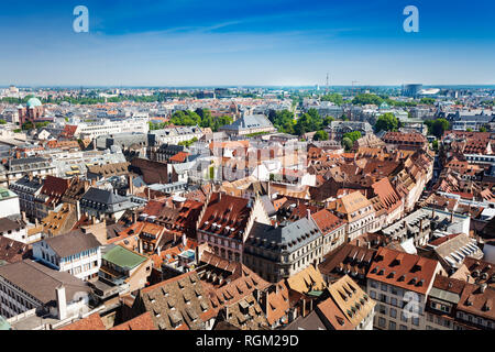 Le centre-ville de Strasbourg et la banlieue Vue de dessus Banque D'Images