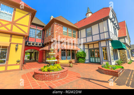 Solvang, Californie, États-Unis - 10 août 2018 : pittoresque village danois de Solvang célèbre pour l'architecture européenne et colorés. Lieux historiques Banque D'Images