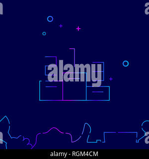 L'icône de la ligne Podium gagnants. Premier, deuxième et troisième symbole dégradé, le pictogramme, signe. Fond bleu foncé. Résumé Arrière-plan géométrique de la lumière. R Banque D'Images