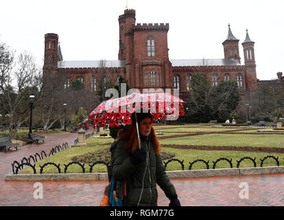 Washington, DC, USA. 29 janvier, 2019. Photo prise le 29 janvier 2019 montre le bâtiment de la Smithsonian Institution à Washington, DC, aux Etats-Unis. Les musées Smithsonian, le Zoo National et de la galerie nationale d'art ouvert au public le mardi. Credit : Liu Jie/Xinhua/Alamy Live News Banque D'Images