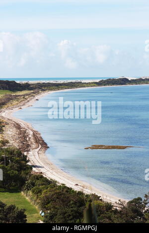 Vue de Puponga Hill Top track surplombant la côte de Farewell Spit, Golden Bay, Nouvelle-Zélande. Banque D'Images