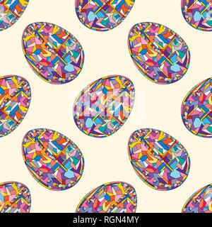 Oeufs de Pâques sans vecteur modèle. Hand drawn abstract background vacances de printemps dans un style moderne pour la conception des surfaces, du textile, du papier d'emballage, des wallp Illustration de Vecteur