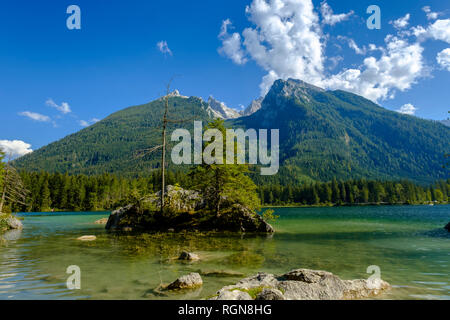 Allemagne, Berlin, Berchtesgadener Land, Ramsau, parc national de Berchtesgaden, le lac Hintersee, Hochkalter mountain Banque D'Images