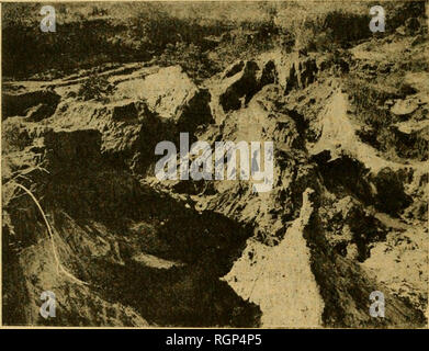 . Bulletin de la SociÃ©tÃ© gÃ©ologique de France. La géologie. 464 EDMOND BERNET niveau du terrain. La relation entre ces trois facteurs peut s'Ã©crire de la faÃ§on suivante : de la teneur originelle en ou de gneiss du. de l'abaissement du ter- Teneur en or de la latÃ©rite  = fonction rain par Ã©rosion. Il est dÃ©jÃ intÃ©ressant de constater que les gisements aurifÃ¨res sont plus riches dans la rÃ©gion intermÃ©diaire, telle que je l'ai dÃ©finie dans le chapitre I et indiquÃ©e sur la fig. 1, que sur les hauts plateaux de l'intÃ©rieur. C'est une consÃ©suite logique du mode de formation des gisements te Banque D'Images