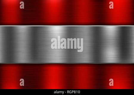 Métal fini brossé sur fond rouge Illustration de Vecteur