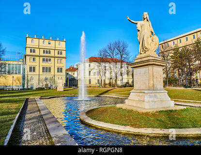 Daniele Manin monument à l'Aiuola Balbo, Cavour Jardins. Turin, Piémont, Italie. Banque D'Images