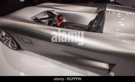 DETROIT, MI/USA - 15 janvier 2019 : Infiniti 10 Prototype électrique de siège unique concept car, à la North American International Auto Show (NAIAS. Banque D'Images