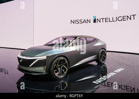 DETROIT, MI/USA - 15 janvier 2019 : une Nissan concept car électrique IMs au North American International Auto Show (NAIAS). Banque D'Images