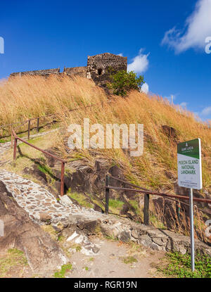 Fort Rodney, Pigeon Island, Gros Islet, Sainte-Lucie, Caraïbes. Banque D'Images