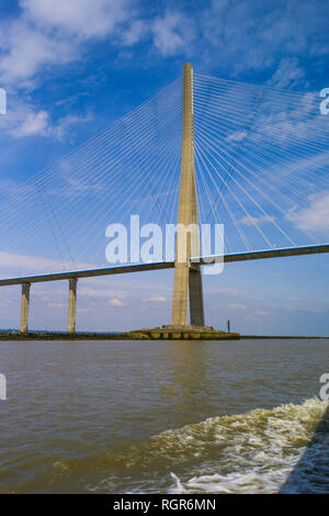 Pont de Normandie, l'estuaire de Seine, Normandie, France Banque D'Images