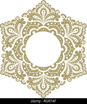 Abstract flower gold logo. Motif Oriental, mandala comme Illustration de Vecteur