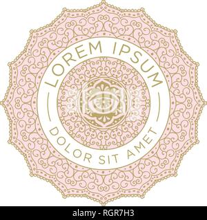 Abstract flower gold logo. Motif Oriental, mandala comme Illustration de Vecteur