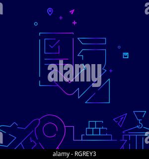 L'icône de la ligne du vecteur de dédouanement. Agent des douanes, le pictogramme symbole de Gradient, signe. Fond bleu foncé. Résumé Arrière-plan géométrique de la lumière. Illustration de Vecteur