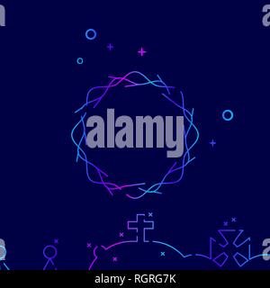 Couronne d'épines sur l'icône de la ligne du vecteur. Jésus Christ Crucifixion Symbole de gradient, le pictogramme, signe. Fond bleu foncé. La lumière d'arrière-plan géométrique abstraite Illustration de Vecteur