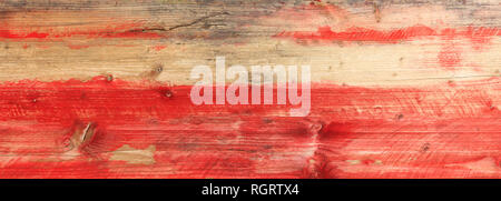 Bois board background, la texture. Planches en bois, couleur rouge et naturel avec des clous rouillés, le plancher ou le mur, banner Banque D'Images