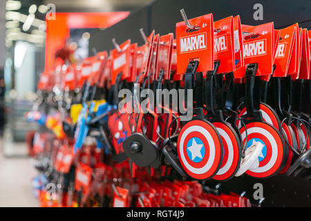 Bangkok, Thaïlande - le 11 août 2018. Marvel - vente de souvenirs à l'expérience marvel superstore à Bangkok en Thaïlande. La merveille de l'expérience de superm. Banque D'Images