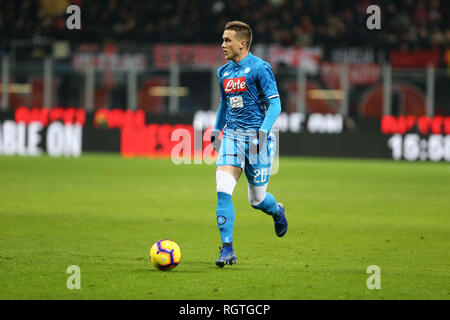 Milano, Italie. 26 janvier, 2019. Piotr Zielinski de SSC Napoli en action au cours de la série d'un match de football entre l'AC Milan et SSC Napoli. Banque D'Images