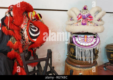 L'intérieur de la tête de lion de la Guilde des charpentiers à George Town, Penang, Malaisie Banque D'Images