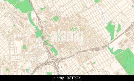 Street plan de San Jose, Californie. Cette couleur classique plan de San Jose contient plusieurs formes pour les routes, rues plus grand et plus petit, de l'eau et de p Illustration de Vecteur