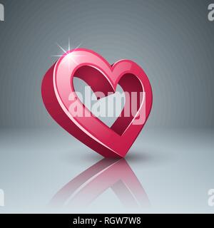 L'icône 3D réaliste. Coeur et l'amour. Illustration de Vecteur