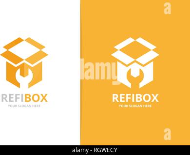 Fort vecteur combinaison logo. Forfait et la réparation d'un symbole ou d'icône. Prestation unique et modèle de conception de logo fixe. Illustration de Vecteur