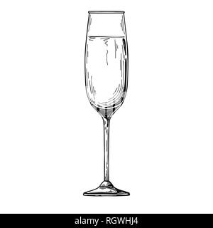 Flûte à champagne isolé sur fond blanc. Vector illustration sur fond blanc Illustration de Vecteur