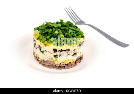 Partie salade avec le timon de la plaque blanche. Studio Photo Banque D'Images