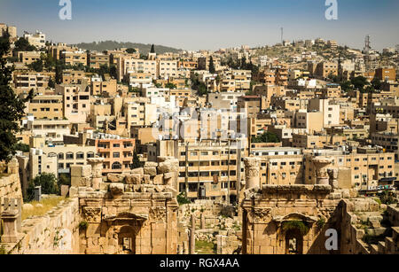 Beau paysage de Amman en Jordanie à partir de la Citadelle d'Amman Banque D'Images