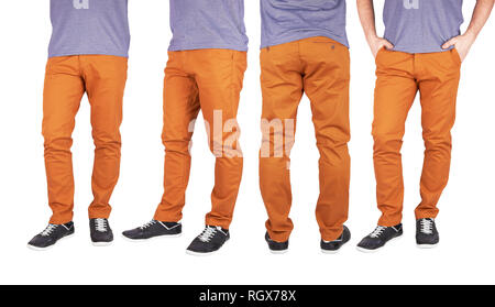 L'homme en pantalon et chemise isolé sur fond blanc Banque D'Images