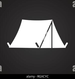 Tente de Camping icône sur fond noir pour la conception graphique et web, simple signe vecteur moderne. Concept de l'Internet. Symbole à la mode pour la conception de site web site web application mobile ou bouton. Illustration de Vecteur