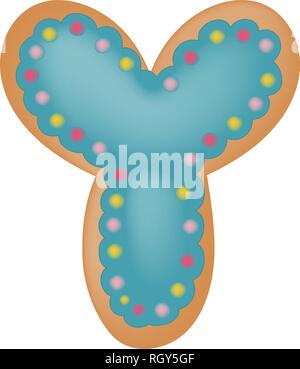 Gâteau au chocolat Donut font avec des paillettes. Délicieux lettre Y. Vector Illustration. Illustration de Vecteur